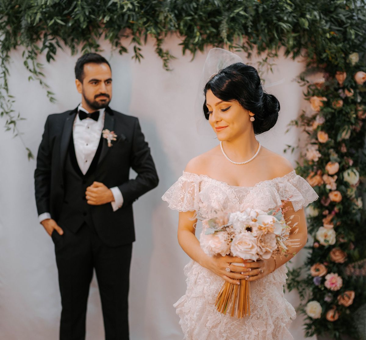 Elegant West Palm Beach wedding couple