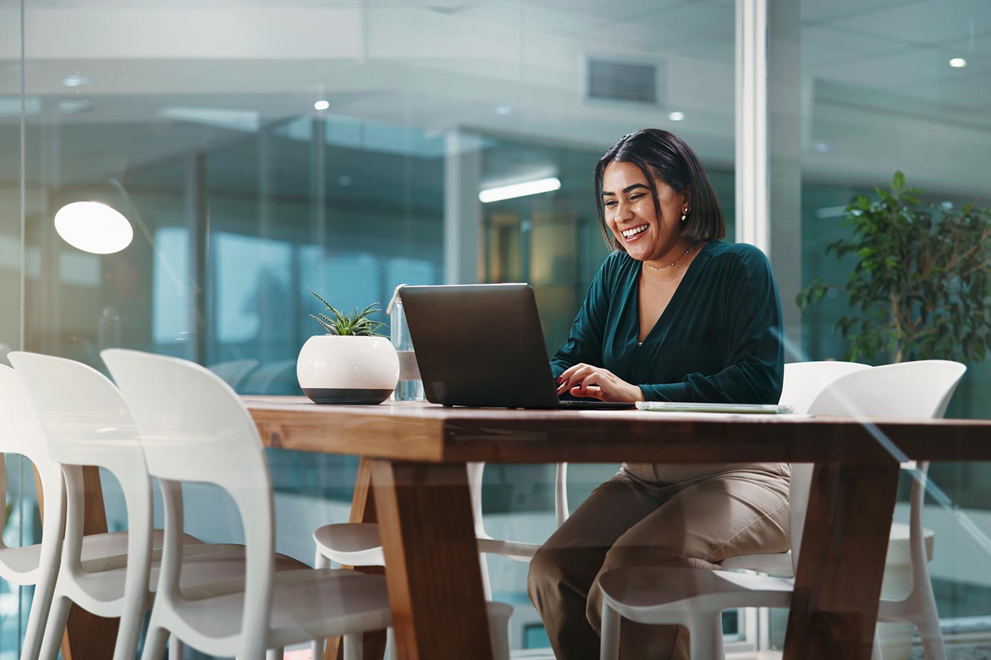 A leasing professional working with prospects