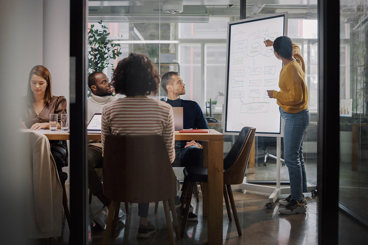 A multifamily marketing team reviewing Google Business Profile results