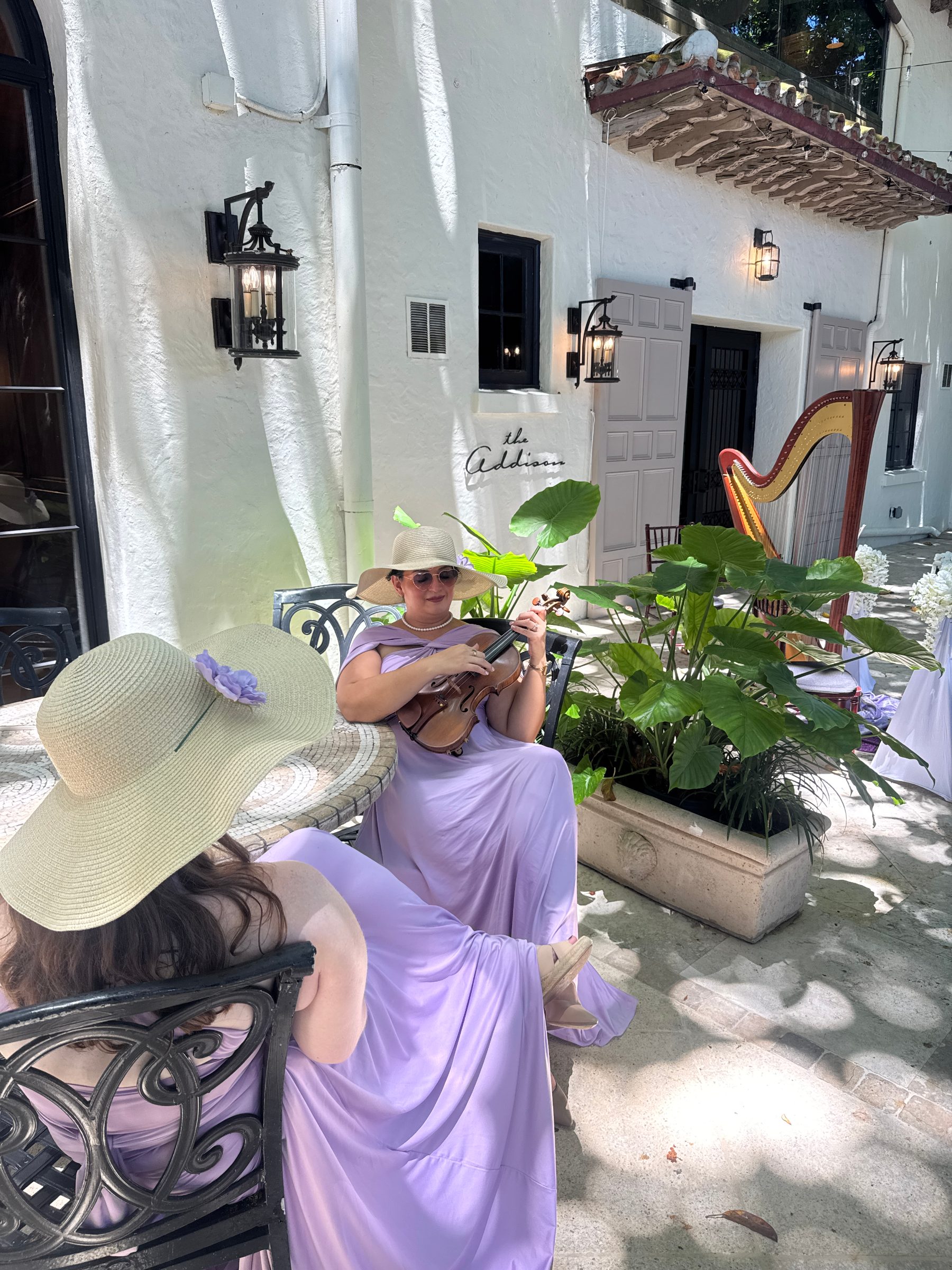 The Addison of Boca Raton Wedding Harpist and Violinist in Purple