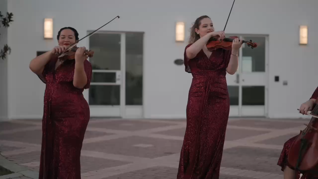 Trio performing entertainment for company holiday party in Miami