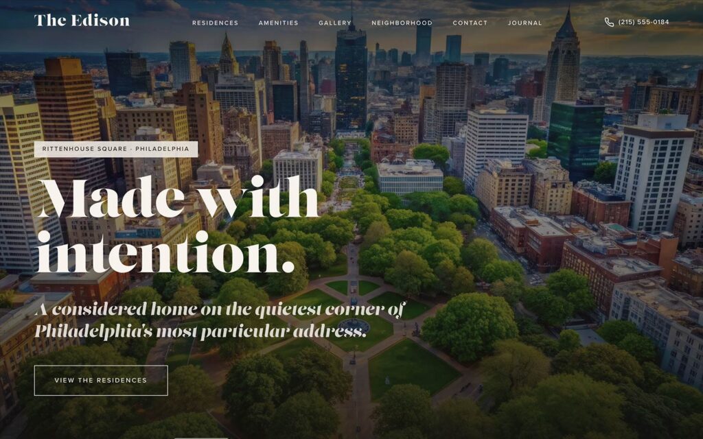 Edison website home page template example