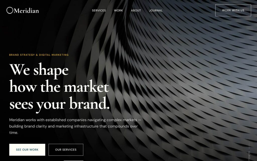 Meridian website home page template example