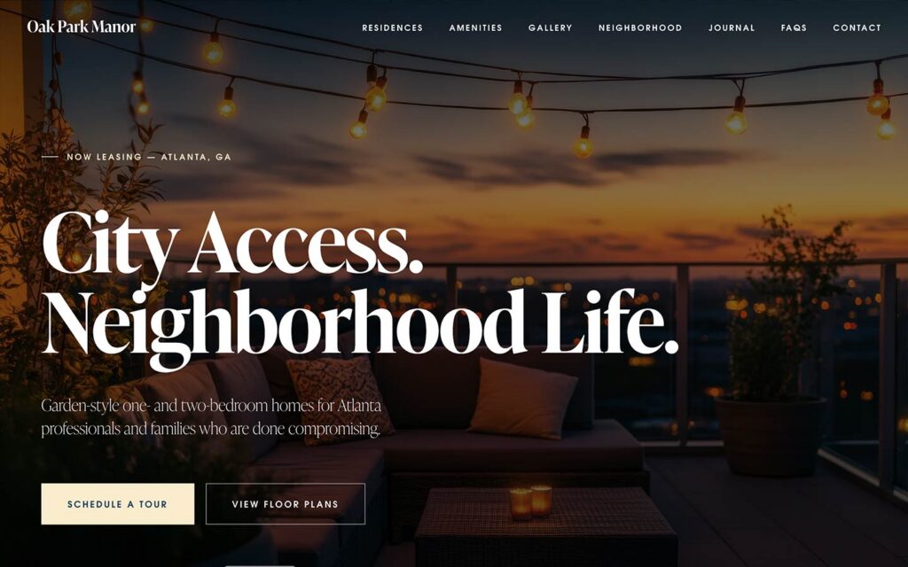 Oak Park website home page template example