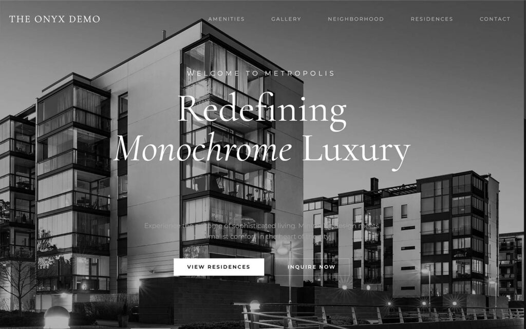 Onyx website home page template example