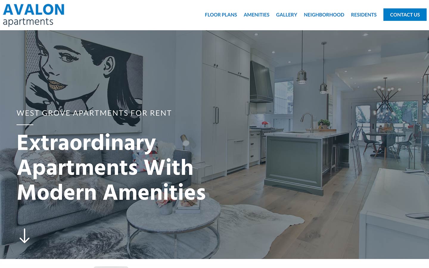 Avalon website template preview