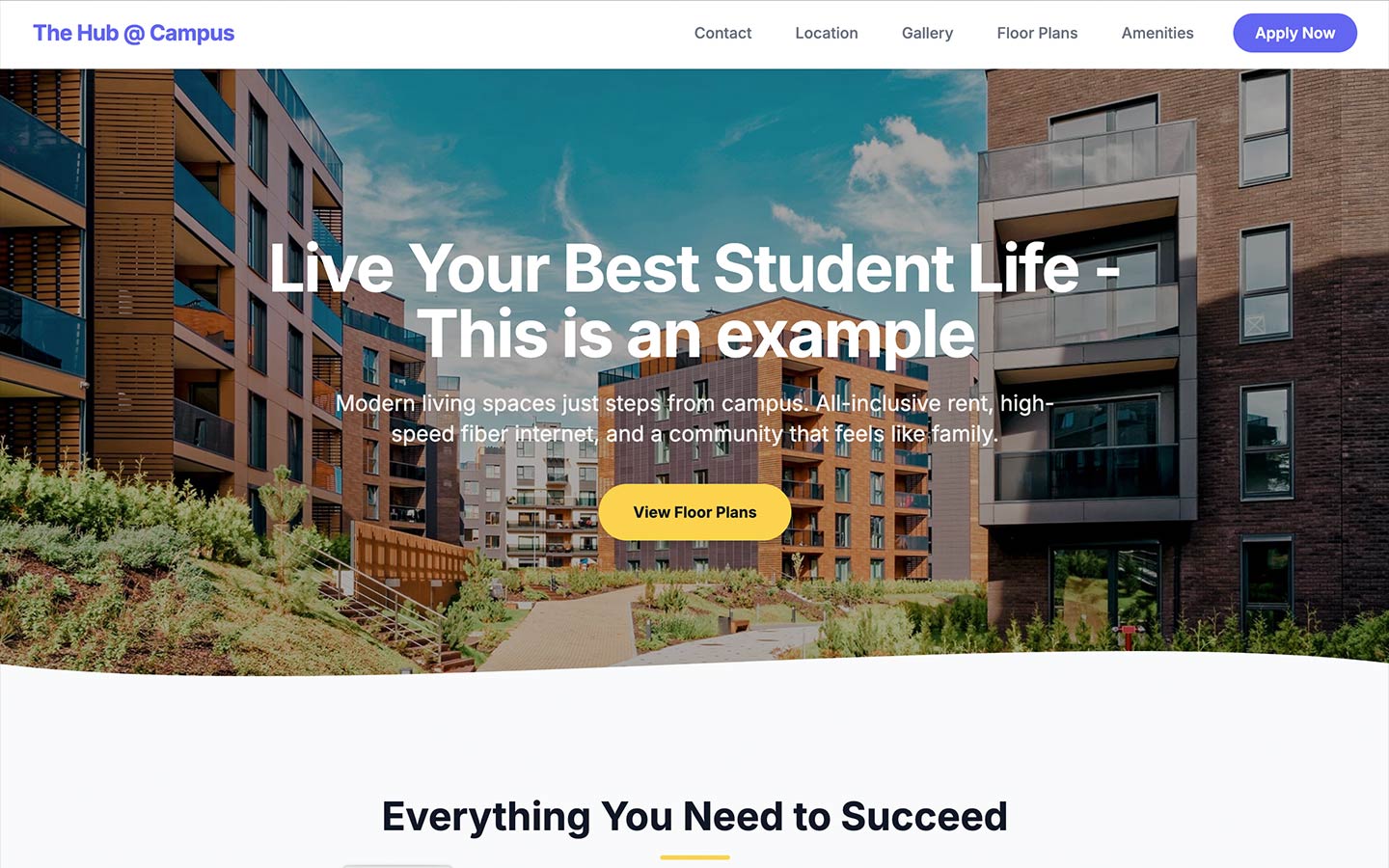 Hub website template preview
