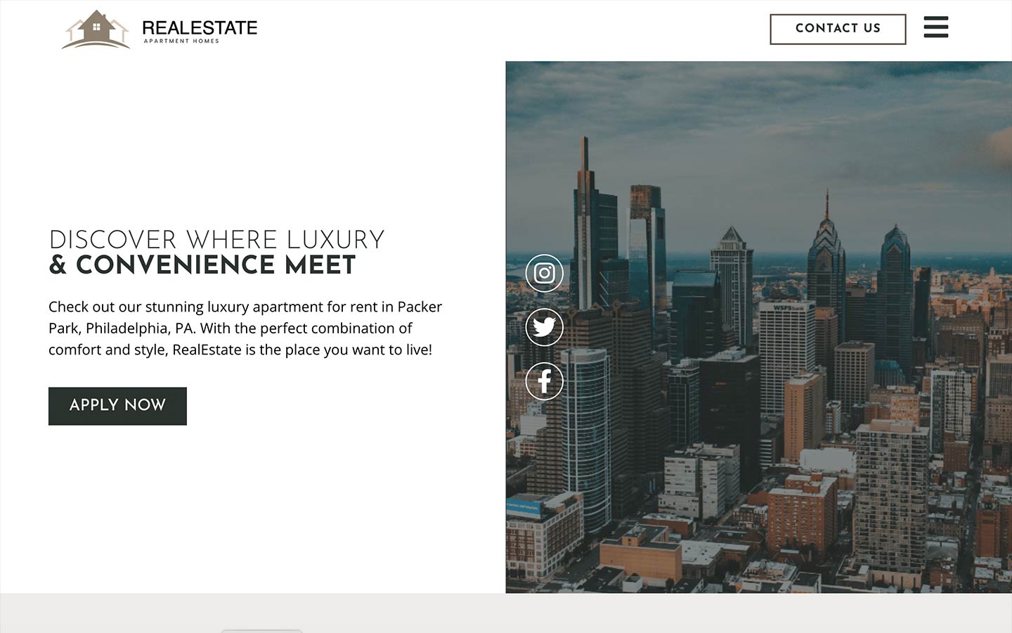 Real Estate website template preview