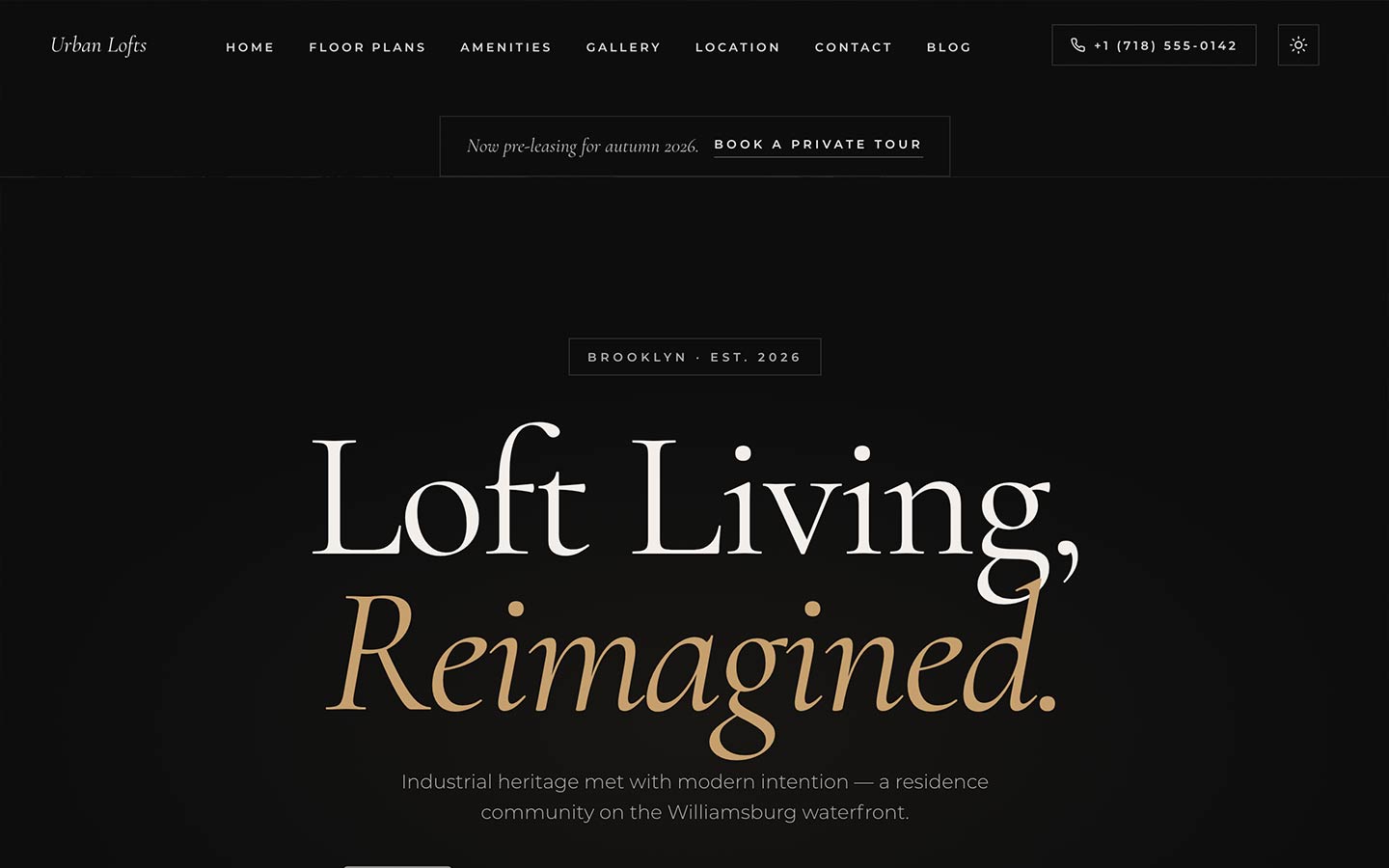 Urban Lofts website template preview