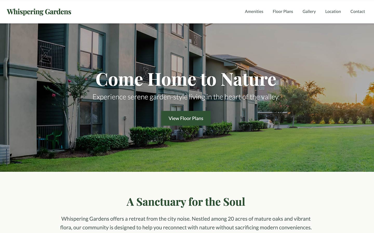 Whispering Gardens website template preview